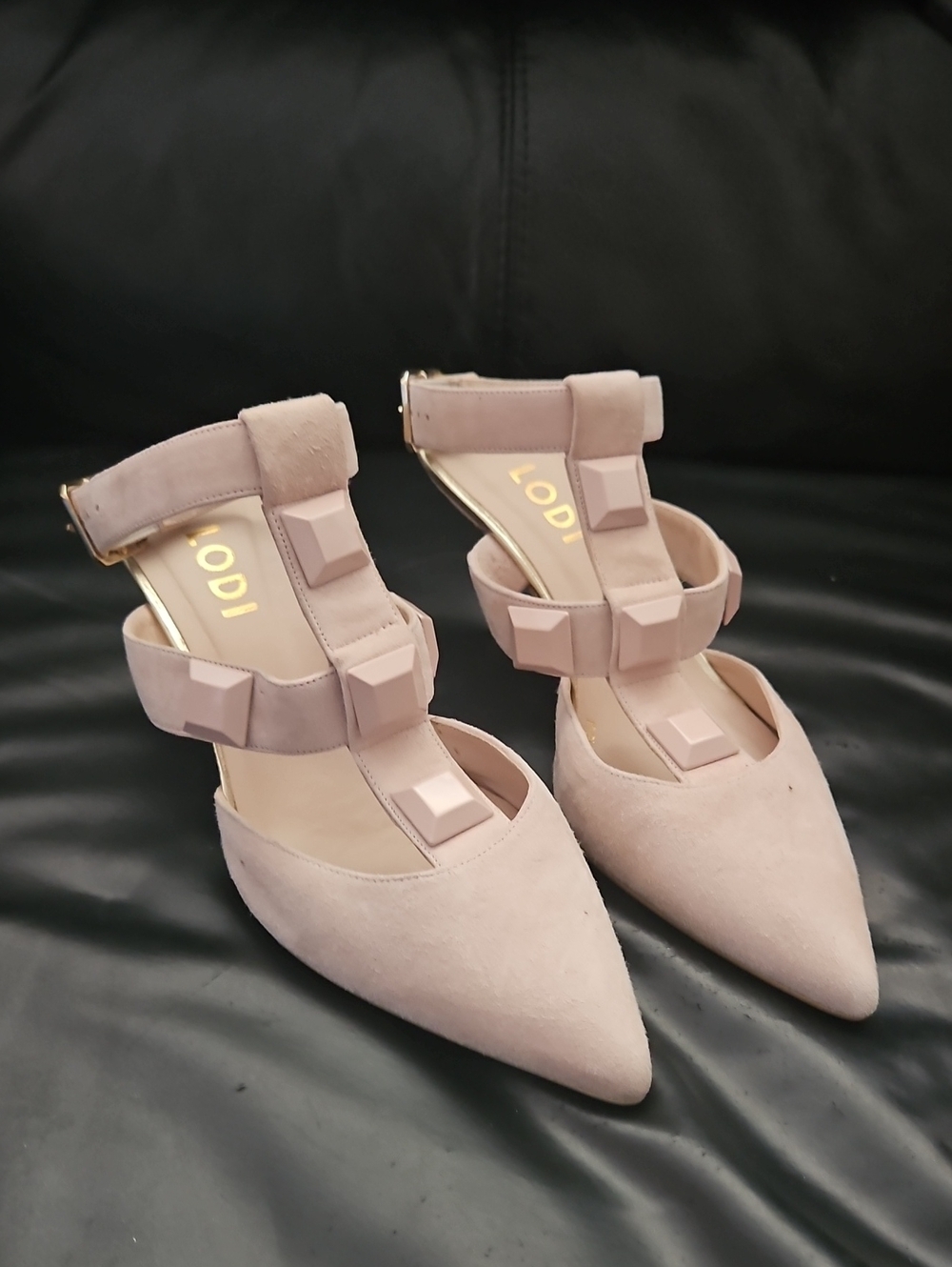 Lodi New Gel W Pastel Suede Block-Embellished 2.5 Inches Heel Sz 37Eu 6/6.5 US